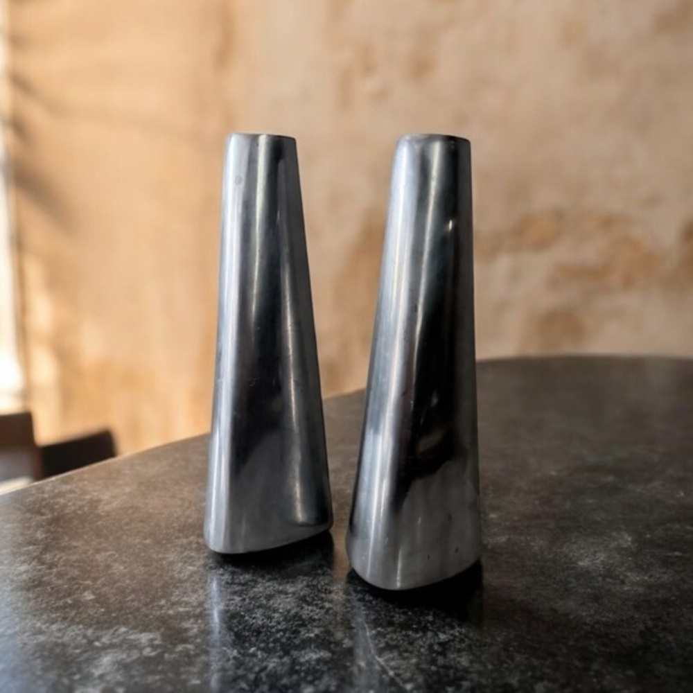 Sleek Silver Cone candle holders